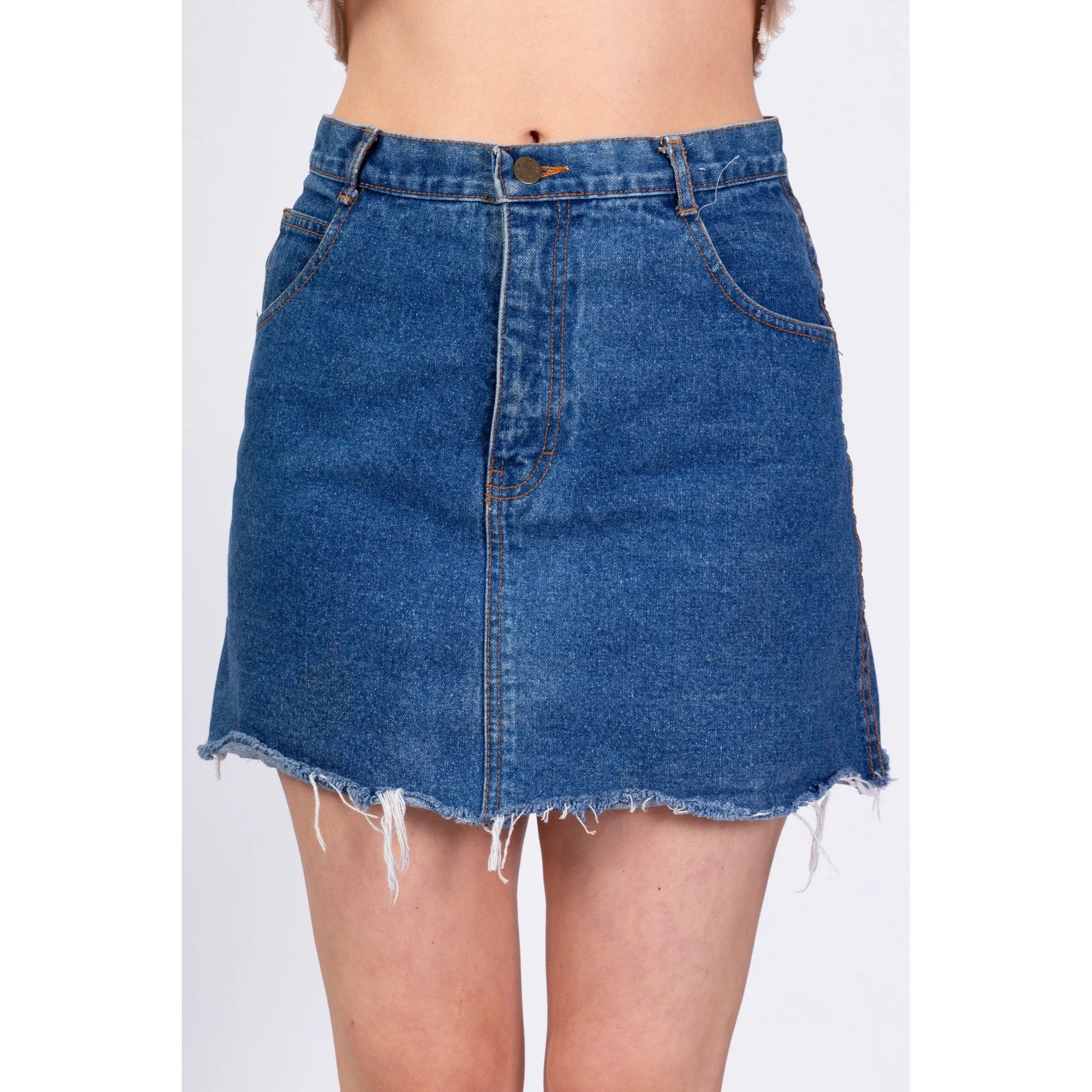 80s Jordache "Bee Kind" Denim Mini Skirt - Medium, 28"