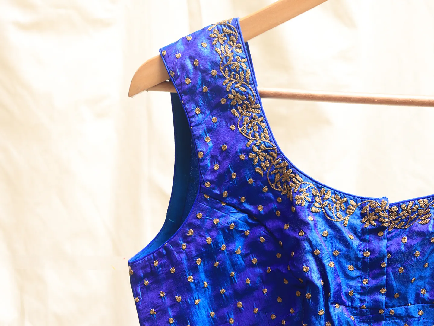 Azure blue, Karnataka silk, Hand embroidery blouse