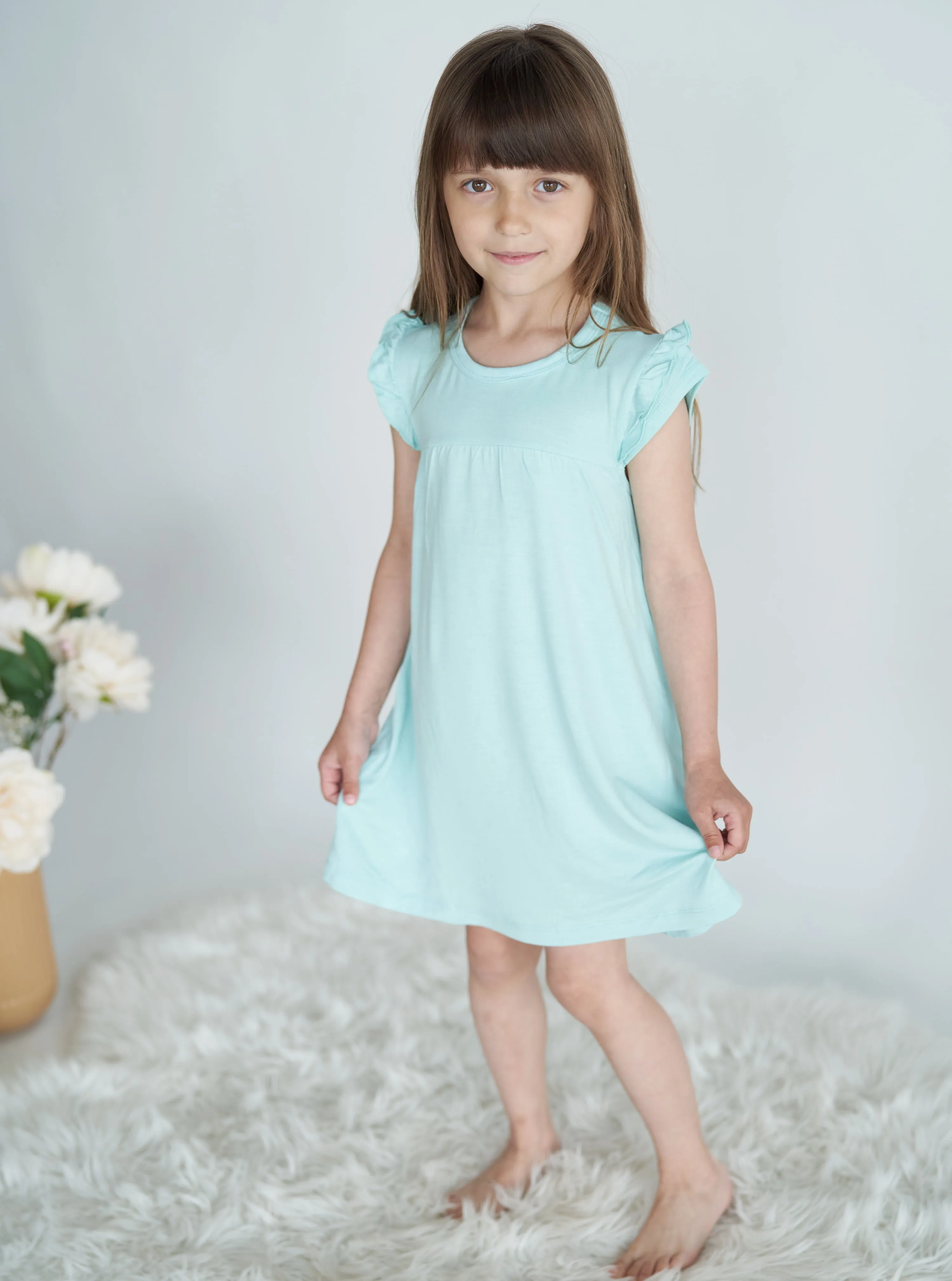 Bamboo Double Sleeve Ruffle Dress with Bloomer (Cotton Candy)