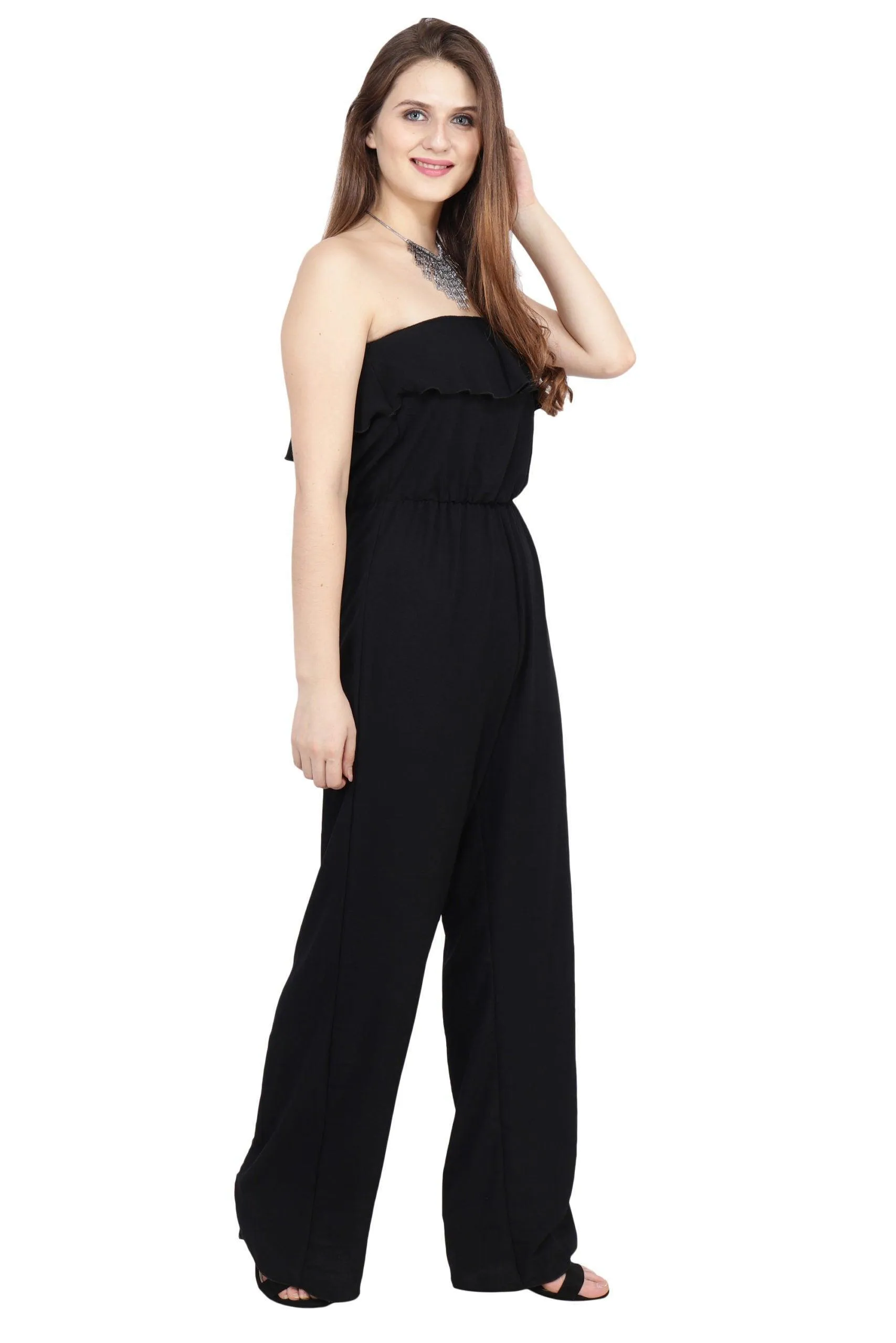 Black Solid Off Shoulder Jumpsuit