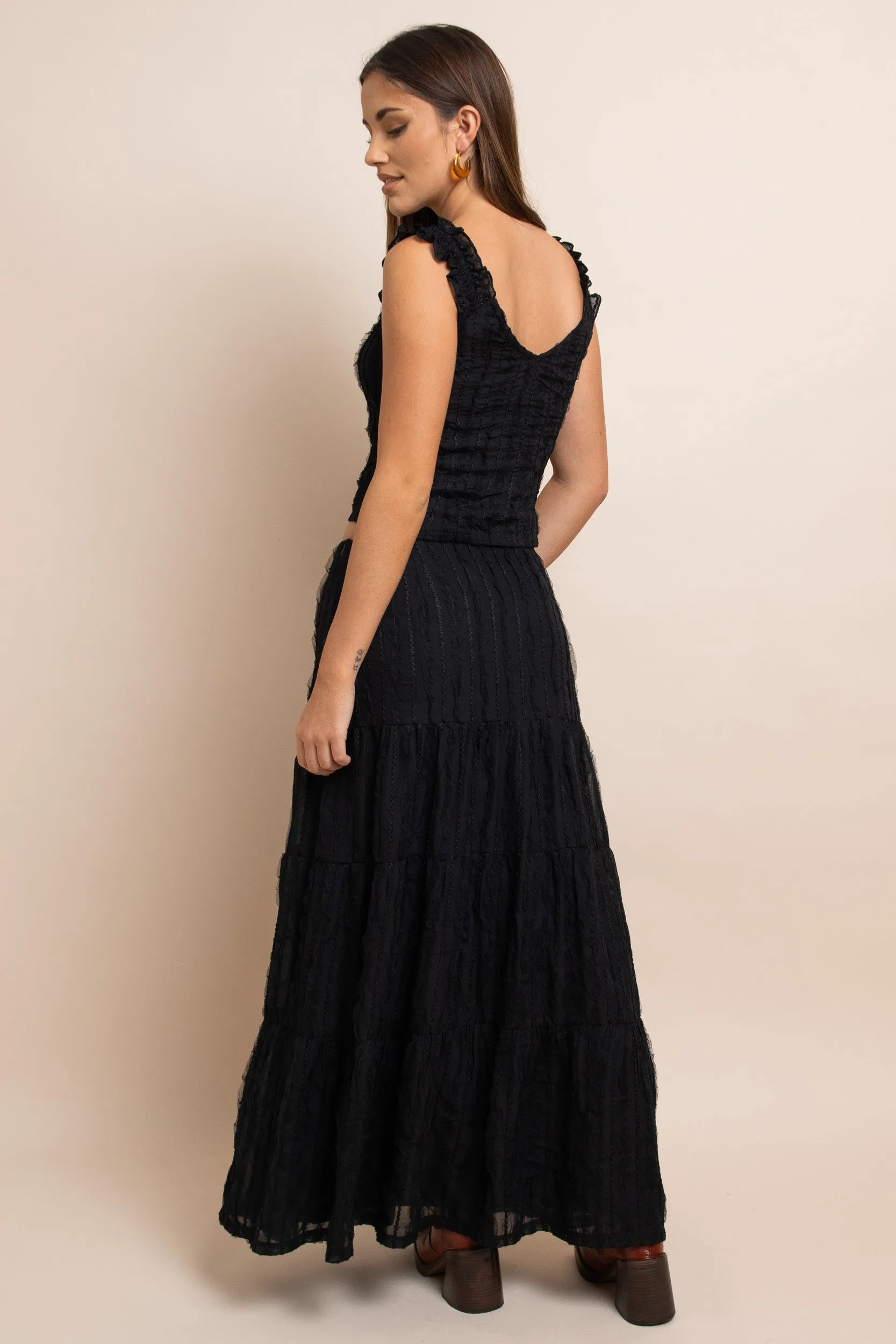 Daisy Street - Black Tiered Maxi Skirt