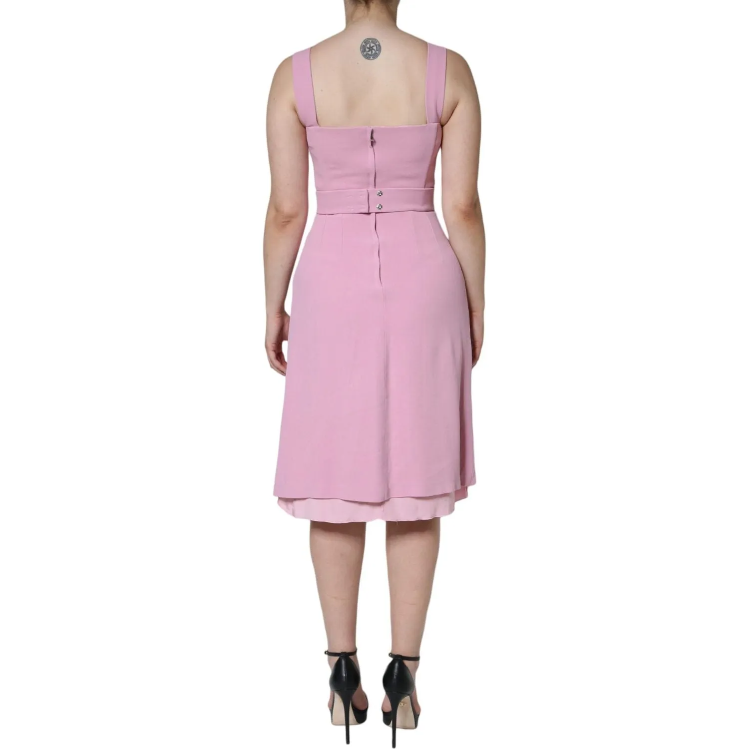 Dolce & Gabbana Pink A-line Flare Viscose Sleeveless Dress