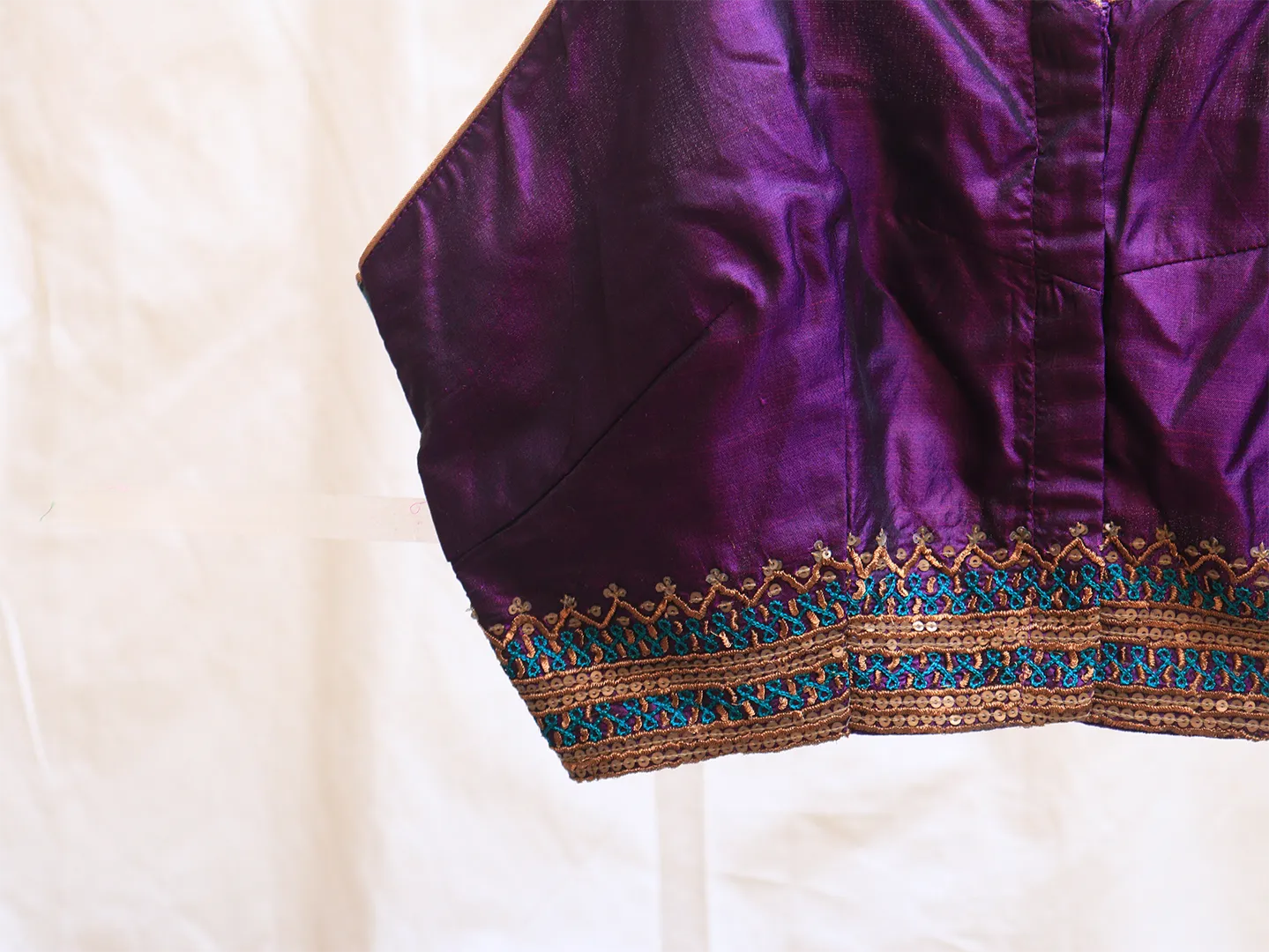 Eggplant purple, Karnataka silk, Hand embroidery Bralette