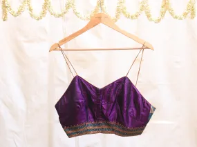 Eggplant purple, Karnataka silk, Hand embroidery Bralette