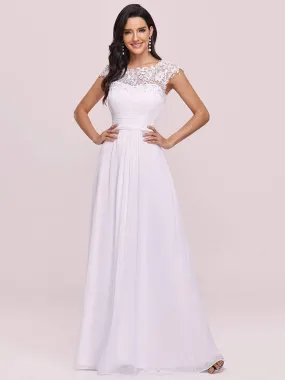 Elegant Maxi Long Lace Cap Sleeve Wedding Dress