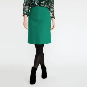 Emerald Boiled Wool A-Line Panel Skirt