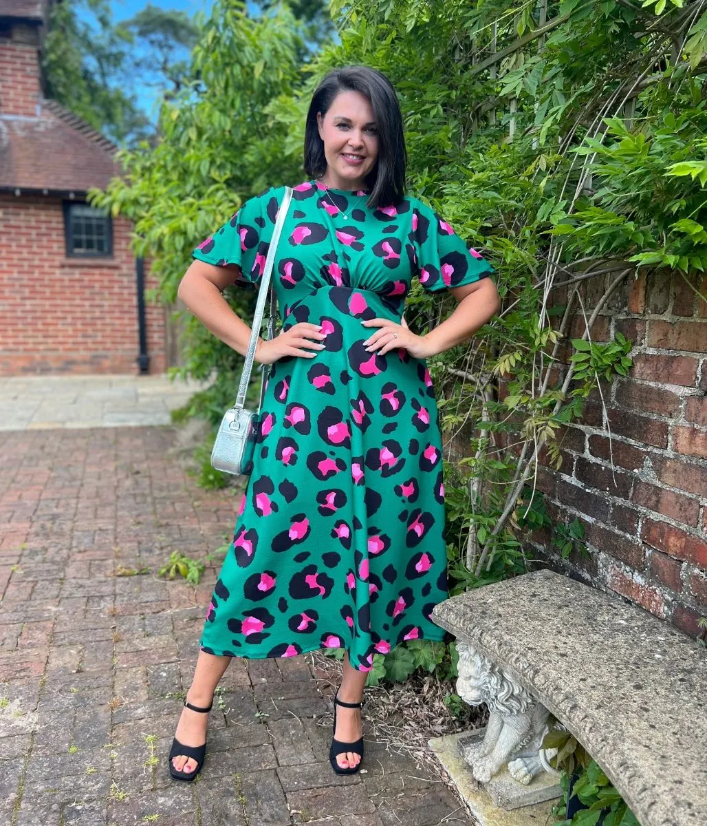 Green Leopard Kate Midi Dress