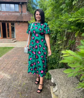 Green Leopard Kate Midi Dress