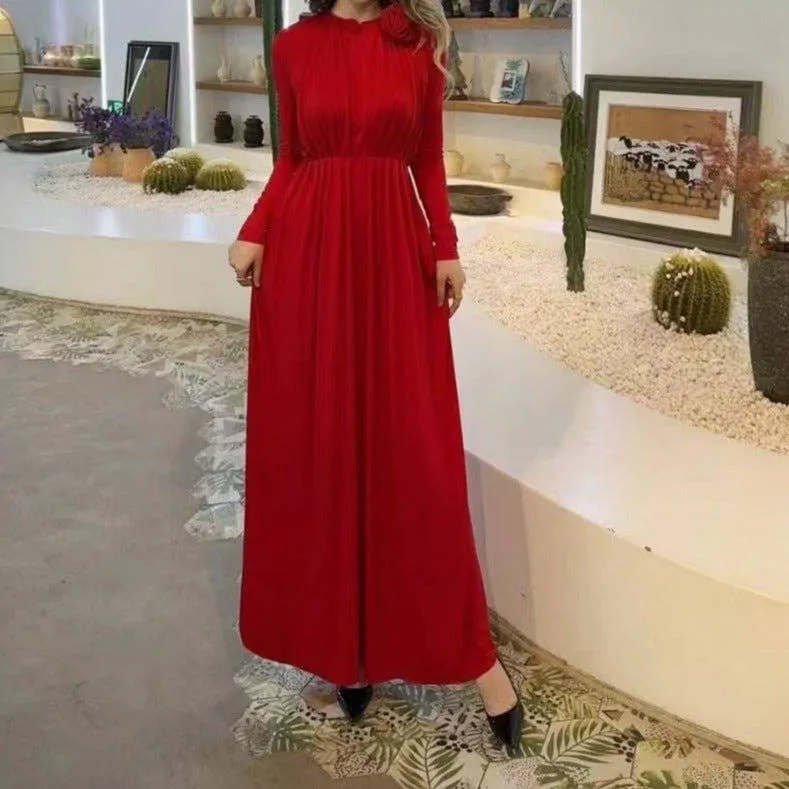 Joan Long Sleeve Floral Embellished Side Slit Maxi Dress