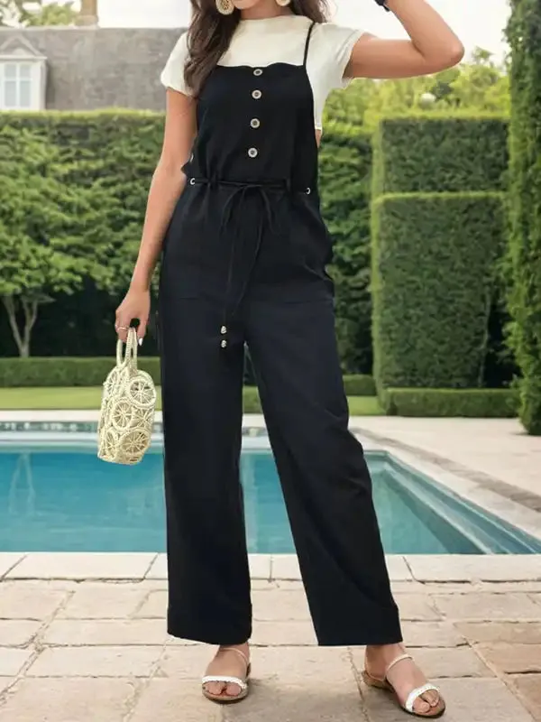 Jumpsuits & Playsuits - Casual Overalls Button Suspenders Jumpsuit