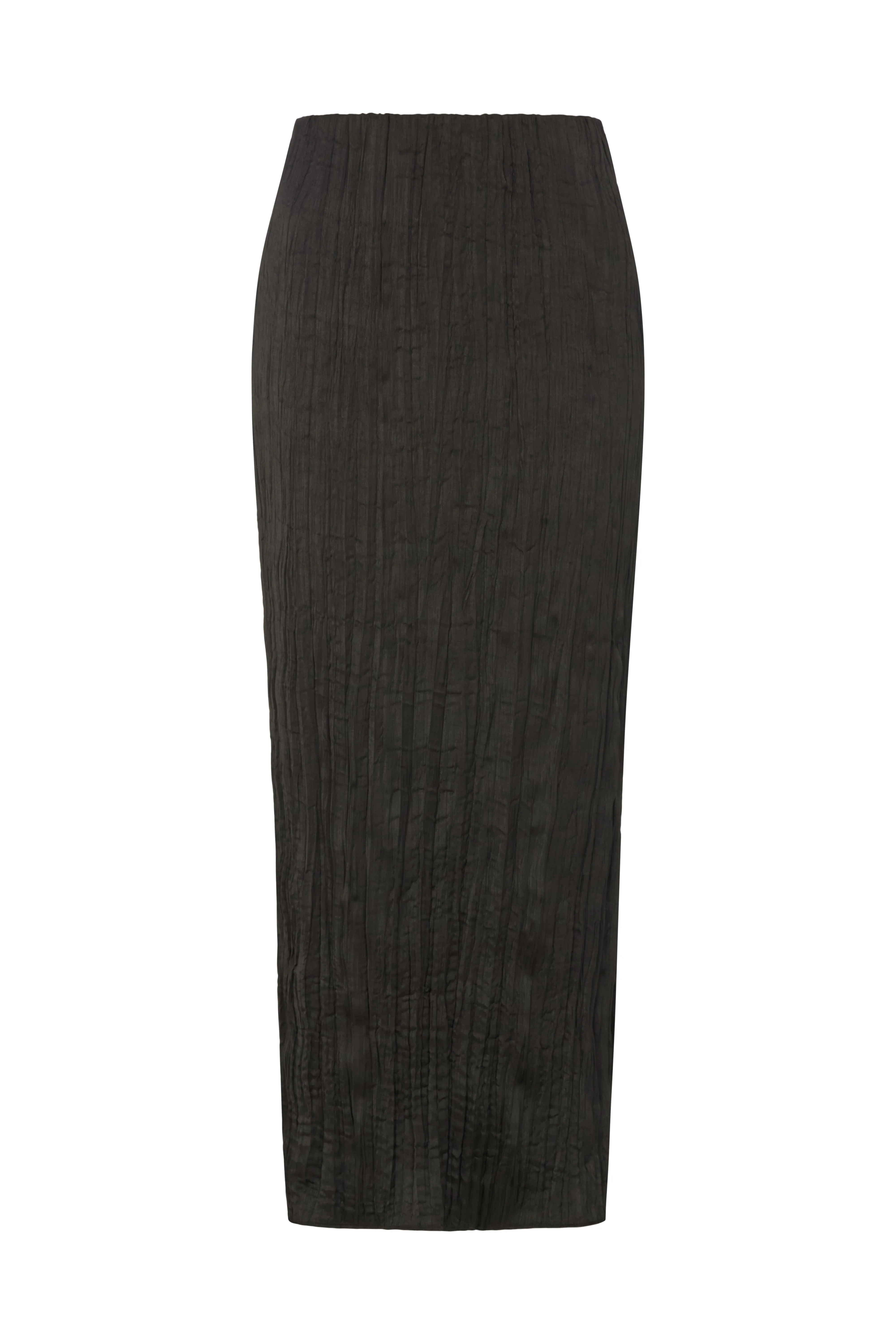 Lala Crinkle Pencil Midi Skirt In Black