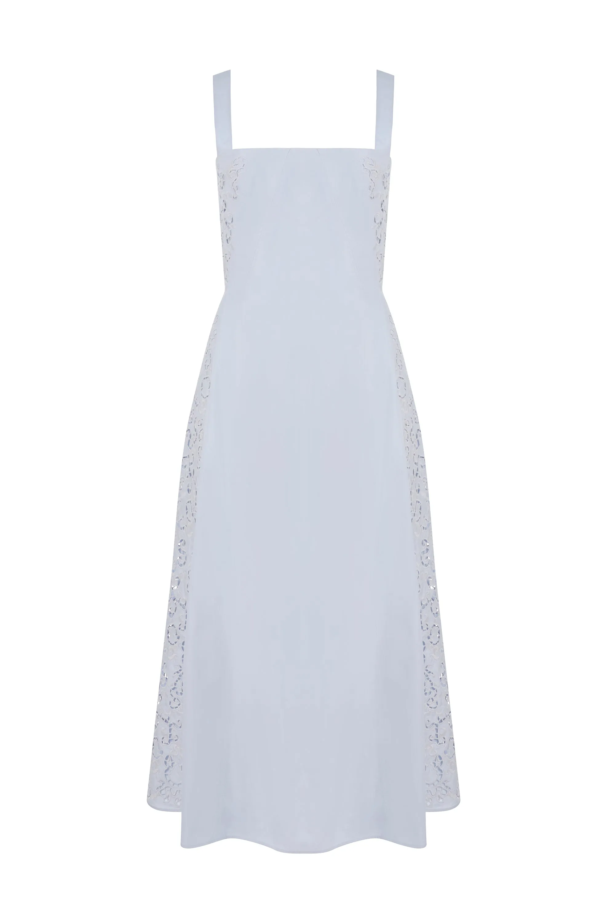 Lenya Lace Dress in Light Blue Sea Island Cotton Poplin