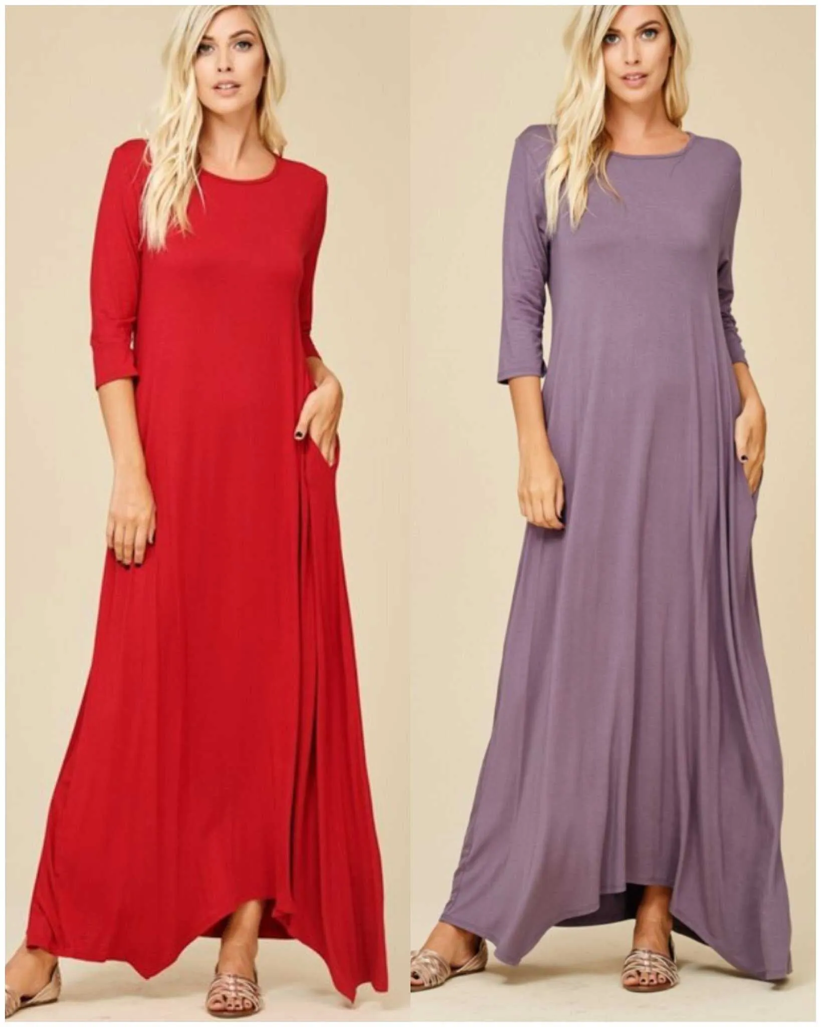 Let's Take A Walk Solid Maxi Side Pockets Maxi