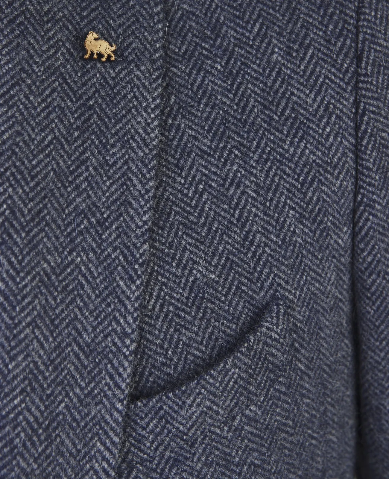 MAGEE Donegal Tweed Blazer - Mens Easky Patch Pocket - Blue & Grey Herringbone