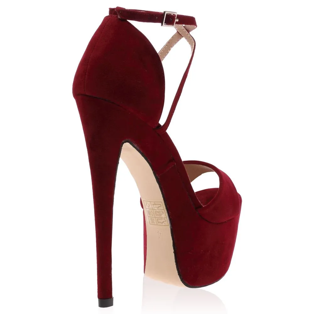 Nala Bordeaux Faux Suede Stiletto Heel