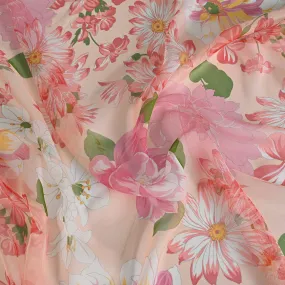 Pink Floral Chiffon Silk - 1658