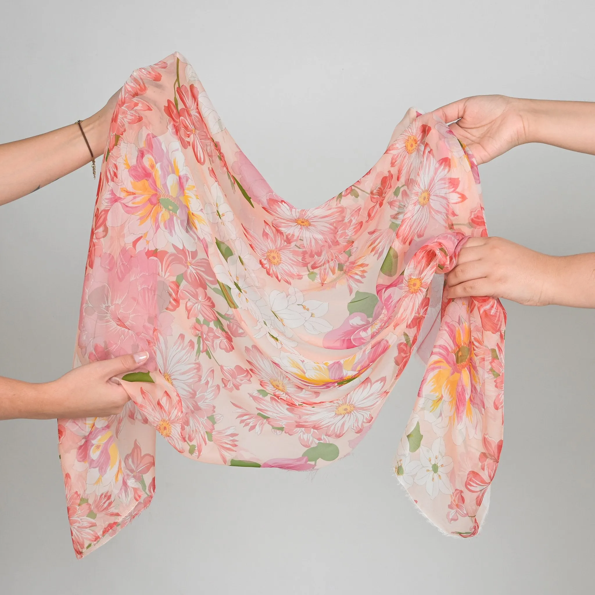 Pink Floral Chiffon Silk - 1658