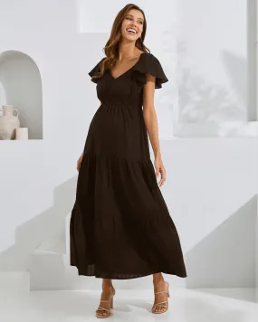 Serena Maternity Cotton Dress in Black