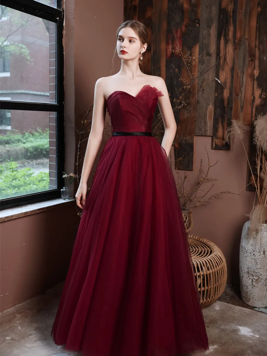 Sweetheart Maroon Formal Dress Long