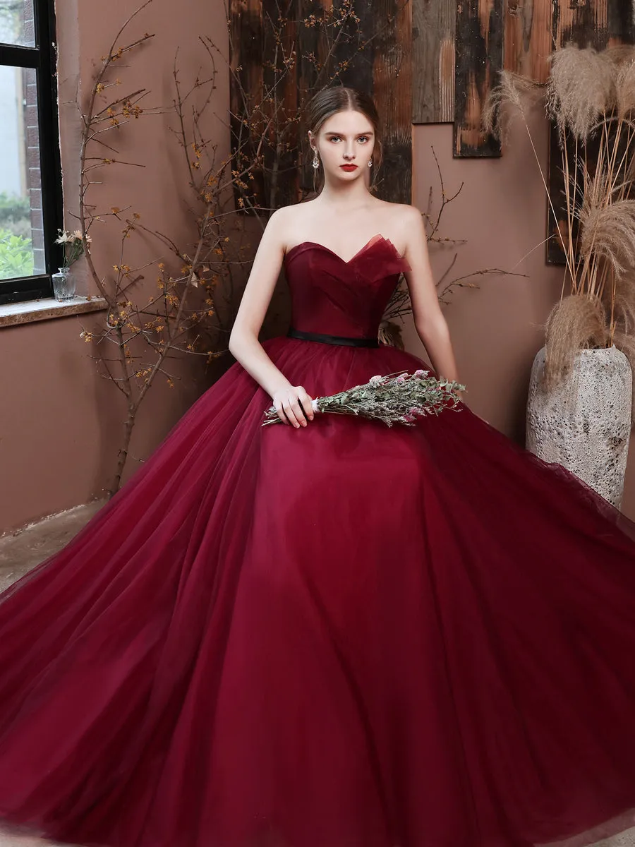 Sweetheart Maroon Formal Dress Long