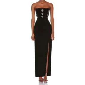 Tessa Strapless Crystal Detail Maxi Dress